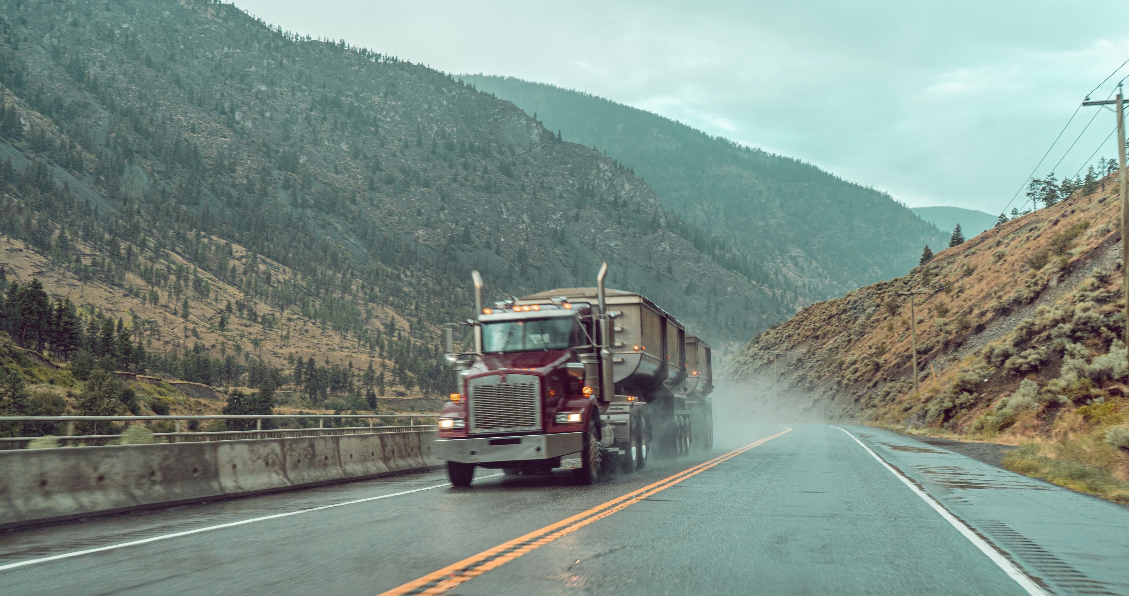 A Fleet Science client's tractor-trailer on the highway