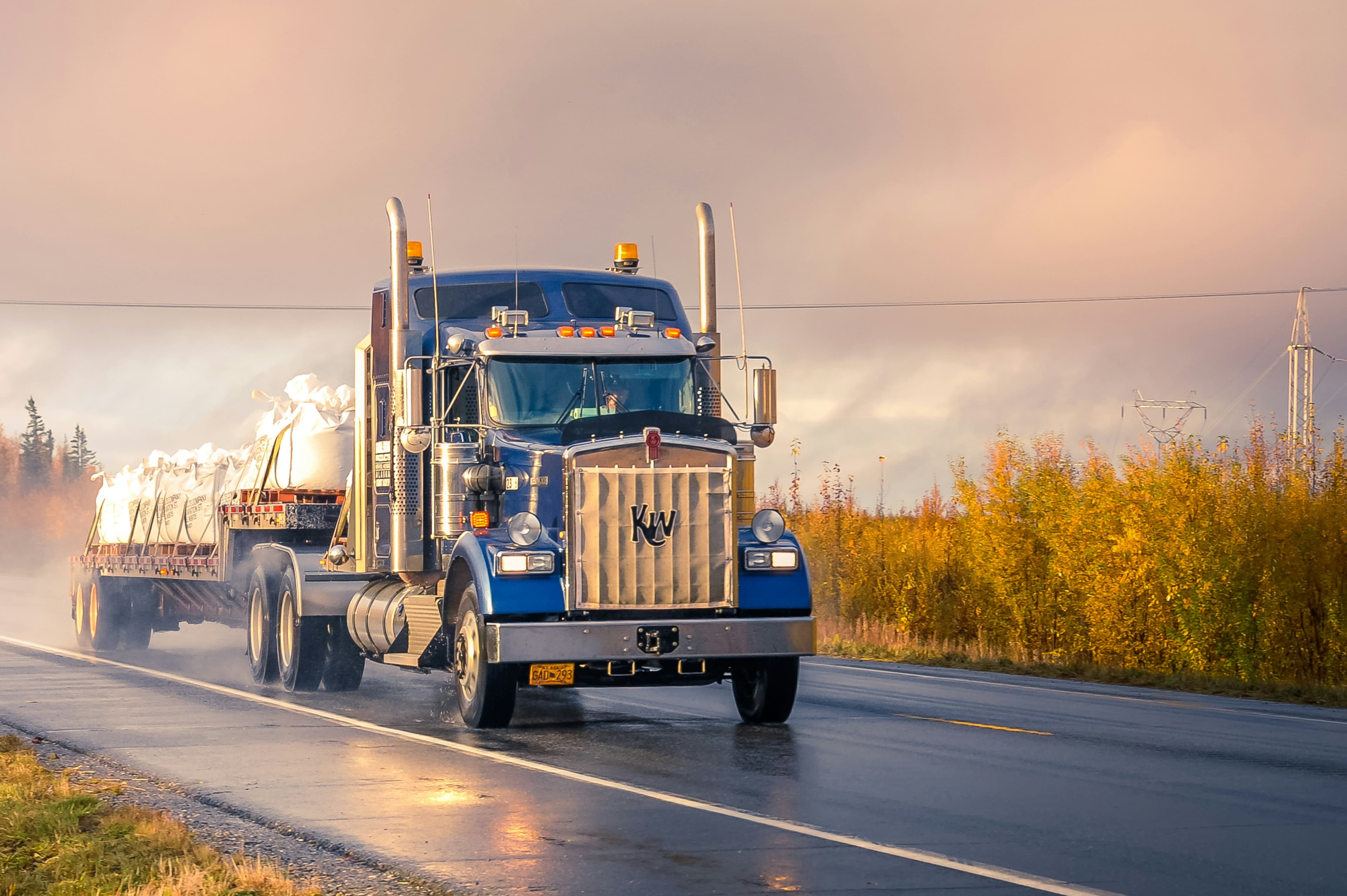 A tractor-trailer on the highway